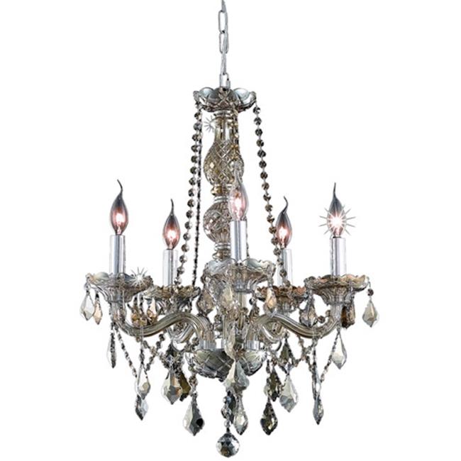 Elegant Lighting V7855D21GT-GT-SS 26 x 21 in. Verona 5 light Golden Teak Chandelier - Swarovski Elements Crystals