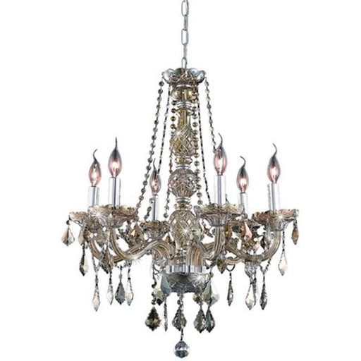 Elegant Lighting V7856D24GT-GT-SS 28 x 24 in. Verona 6 light Golden Teak Chandelier - Swarovski Elements Crystals