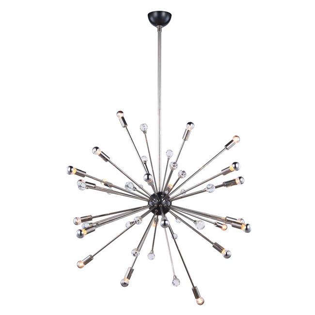 Elegant Lighting 1515G36PN 70 x 36 in. Nebula 24 light Polished Nickel & Bronze Chandelier - Royal Cut Crystals