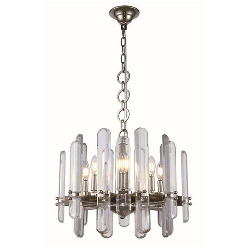 Elegant Lighting 1530D20PN-RC 17 x 20 in. Lincoln 8 light polished Nickel Chandelier - Royal Cut Crystals