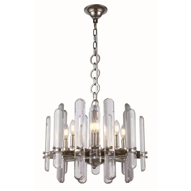 Elegant Lighting 1530D20PN-RC 17 x 20 in. Lincoln 8 light polished Nickel Chandelier - Royal Cut Crystals