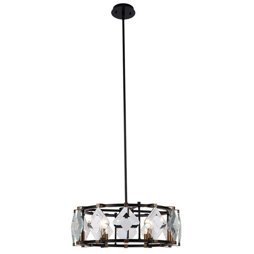 Elegant Lighting 4000D24FB 7.5 x 24 in. Endicott 6 light Flat Black & Burnish Brass Clear Glass Chandelier