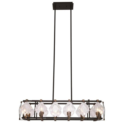 Elegant Lighting 4001D35FB 7.5 x 10.5 x 35 in. Endicott 8 light Flat Black & Burnish Brass Clear Glass Chandelier