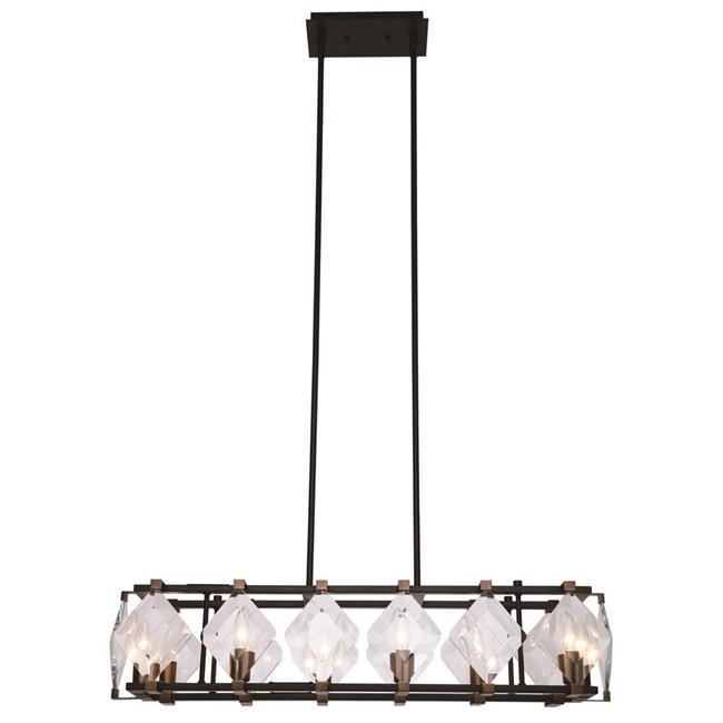 Elegant Lighting 4001D35FB 7.5 x 10.5 x 35 in. Endicott 8 light Flat Black & Burnish Brass Clear Glass Chandelier