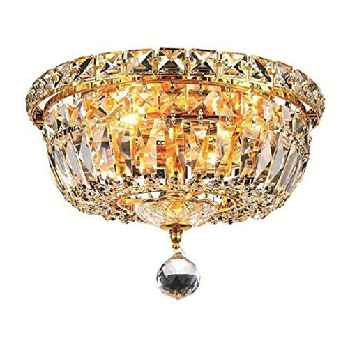 Elegant Lighting V2528F10G-EC Tranquil 4 Light Flush Mount&#44; Elegant Cut Crystals - Gold