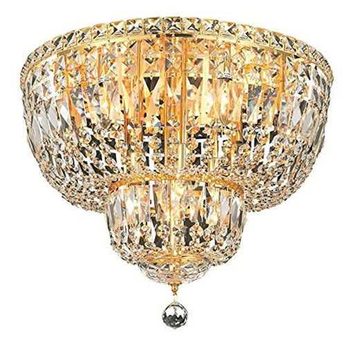 Elegant Lighting V2528F20G-EC Tranquil 10 Light Flush Mount&#44; Elegant Cut Crystals - Gold