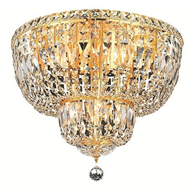 Elegant Lighting V2528F20G-SA Tranquil 10 Light Flush Mount&#44; Spectra Swarovski Crystals - Gold