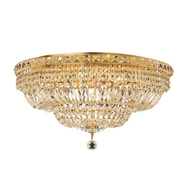 Elegant Lighting V2528F24G-SS Tranquil 12 Light Flush Mount&#44; Swarovski Elements Crystals - Gold