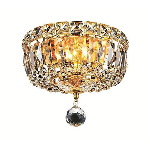 Elegant Lighting V2528F8G-EC Tranquil 2 Light Flush Mount&#44; Elegant Cut Crystals - Gold
