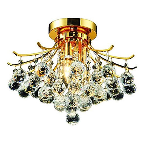 Elegant Lighting V8000F16G-EC Toureg 3 Light Flush Mount&#44; Elegant Cut Crystals - Gold