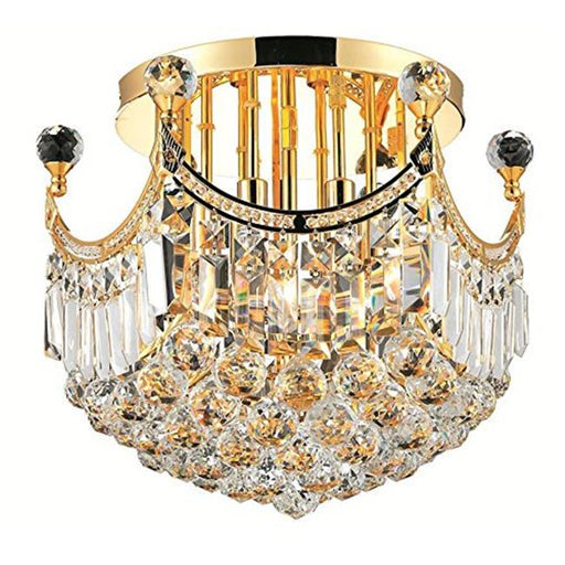 Elegant Lighting V8949F16G-SS Corona 6 Light Flush Mount&#44; Swarovski Elements Crystals - Gold
