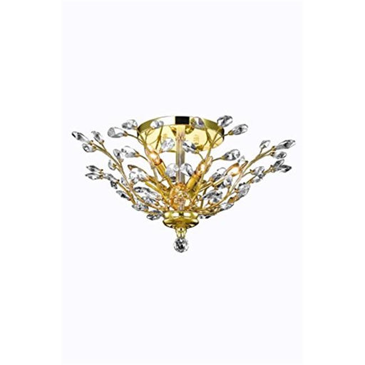 Elegant Lighting V2011F27G-EC Orchid 6 Light Flush Mount&#44; Elegant Cut Crystals - Gold
