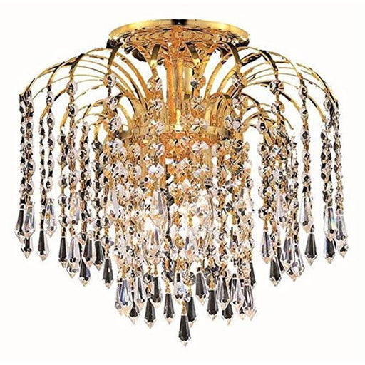Elegant Lighting V6801F16G-RC Falls 4 Light Flush Mount&#44; Royal Cut Crystals - Gold