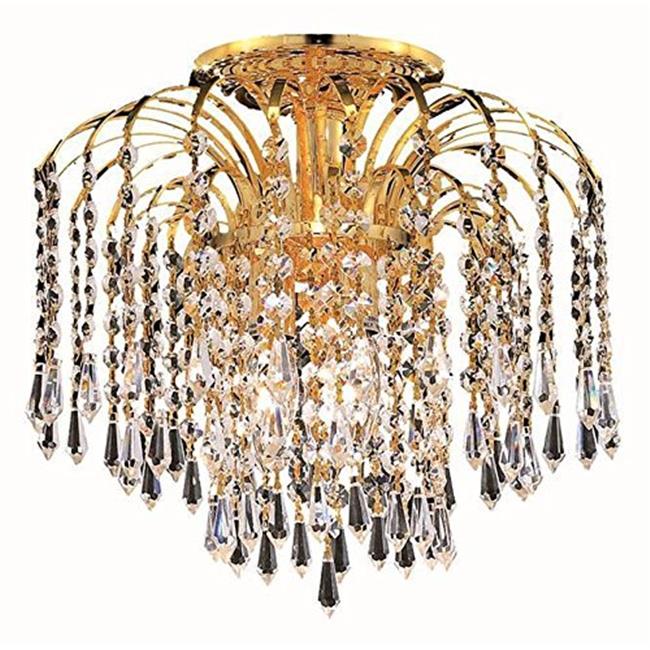 Elegant Lighting V6801F16G-RC Falls 4 Light Flush Mount&#44; Royal Cut Crystals - Gold