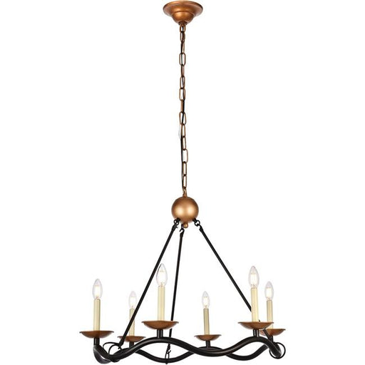 Elegant Lighting LD6006D29BK 25.3 x 28.5 in. Misha Collection Black & Gold Chandelier