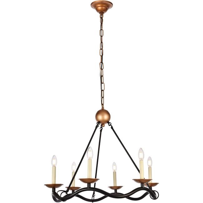 Elegant Lighting LD6006D29BK 25.3 x 28.5 in. Misha Collection Black & Gold Chandelier