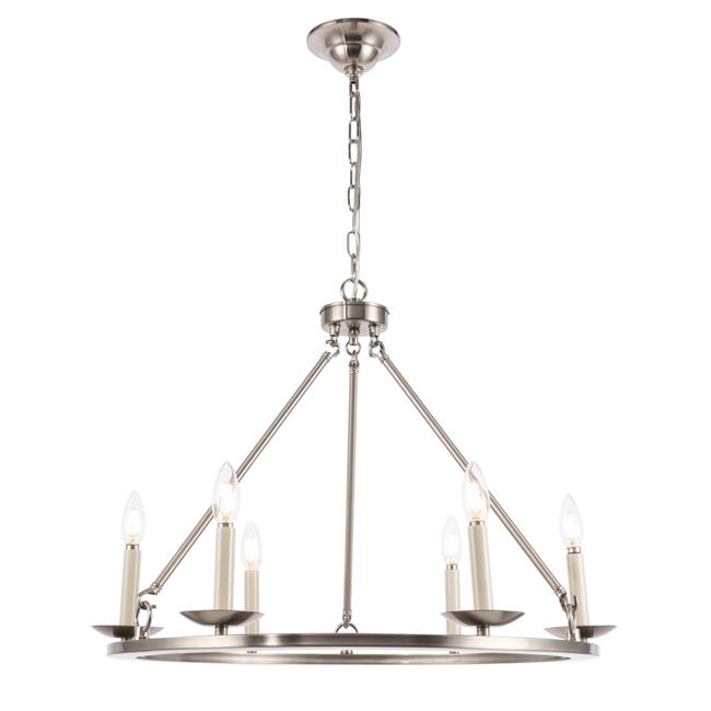 Living District LD6010D26BN Maine 6 Light Burnished Nickel Chandelier