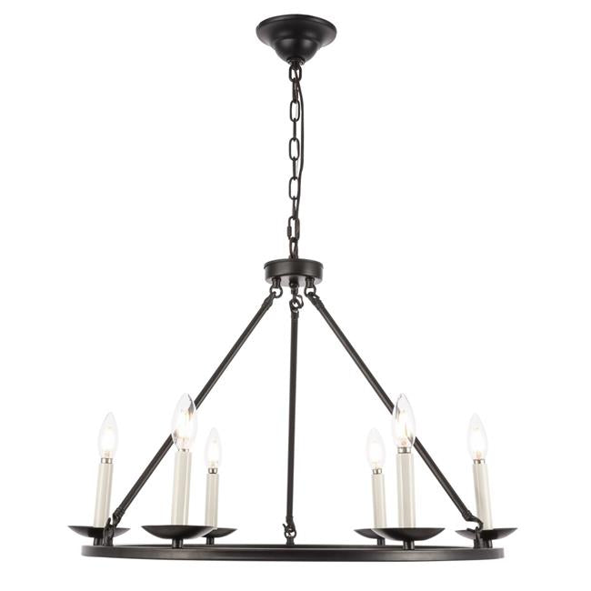 Living District LD6010D26BK Maine 6 Light Black Chandelier