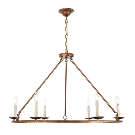 Living District LD6010D36G Maine 6 Light Vintage Gold Chandelier
