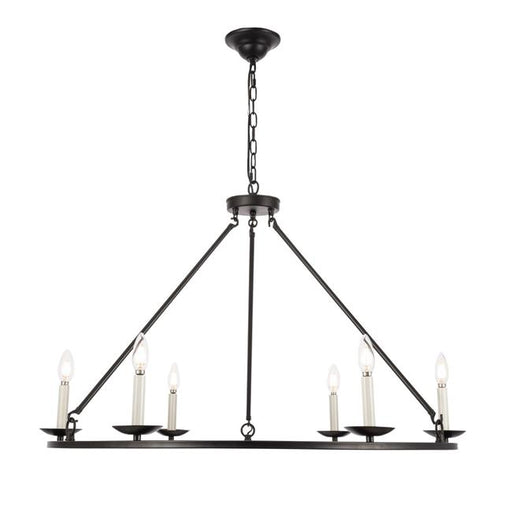 Living District LD6010D36BK Maine 6 Light Black Chandelier