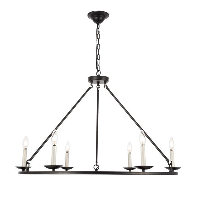 Living District LD6010D36BK Maine 6 Light Black Chandelier