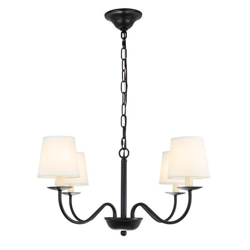 Living District LD6103D25BK Eclipse 4 Light Black & White Shade Chandelier