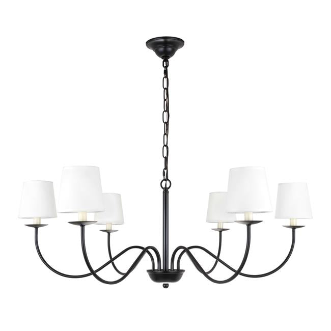 Living District LD6103D37BK Eclipse 6 Light Black & White Shade Chandelier