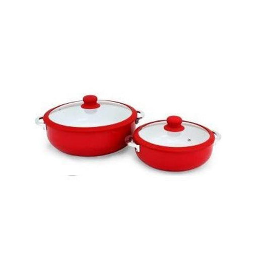 IMUSA CHI-80684 Aluminum Round Casserole Set with Lid&#44; Red - 2 Piece