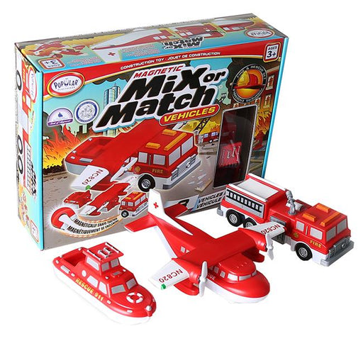 Popular Playthings PPY60317 Magnetic Mix or Match Fire & Rescue Vehicles