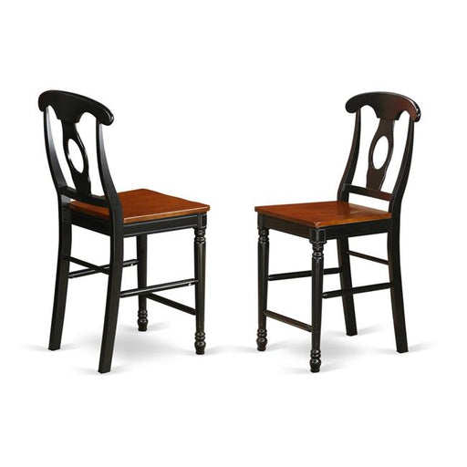 Kenley Counter Height Stools with Wood Seat in Black & Cherry Finish - Set of 2