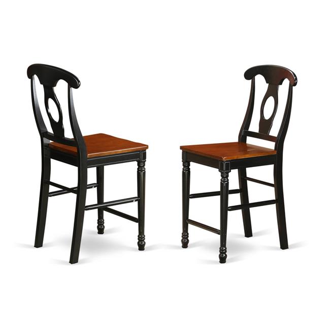 Kenley Counter Height Stools with Wood Seat in Black & Cherry Finish - Set of 2