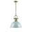Golden Lighting 3602-L AB-SF Duncan One Light Pendant with Chain in Aged Brass - Seafoam Shade
