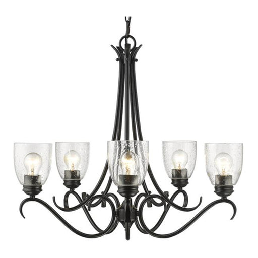 Golden Lighting 8001-5 BLK-SD Parrish Five Light Chandelier