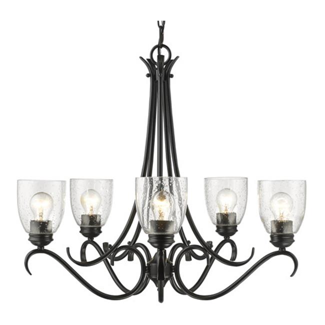 Golden Lighting 8001-5 BLK-SD Parrish Five Light Chandelier