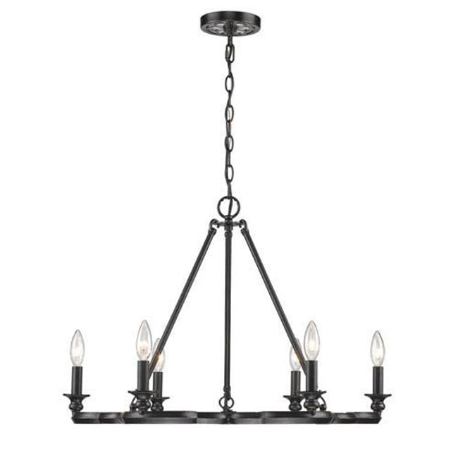 Golden Lighting 5926-6 ABZ Smithsonian Saxon 6 Light Chandelier&#44; Aged Bronze
