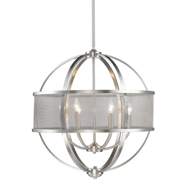 Golden Lighting 3167-6 PW-PW Colson PW 6 Light Chandelier with Pewter Shade
