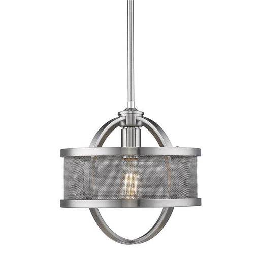 Golden Lighting 3167-M1L PW-PW Colson Pw Mini Pendant with Shade in Pewter