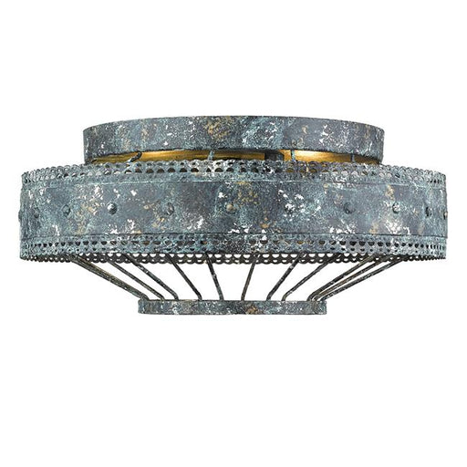 Golden Lighting 7856-FM VP Ferris Flush Mount in Verde Patina - Blue