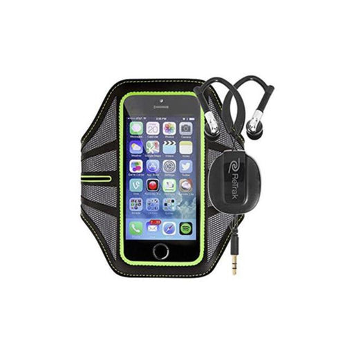 Kole Imports EN293-18 Smart Phone Armband with Retractable Sports Wrap Earbuds  Green - Set of 18