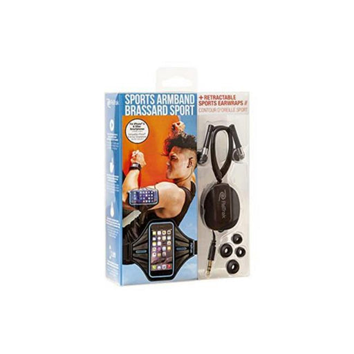 Kole Imports EN292-18 Smart Phone Armband with Retractable Sports Wrap Earbuds  Blue - Set of 18