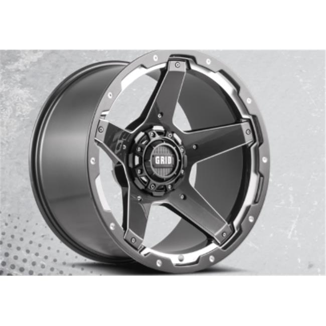 Grid Wheels GRW-42952G187 20 x 9 in. Graphite & Milled with Chrome Inserts Wheel