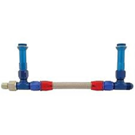 Speed FX 575115 -8 AN Carburetor Fuel Inlet Fitting for Holley Dual Feed 4150&#44; Red & Blue&#44; Red & Blue