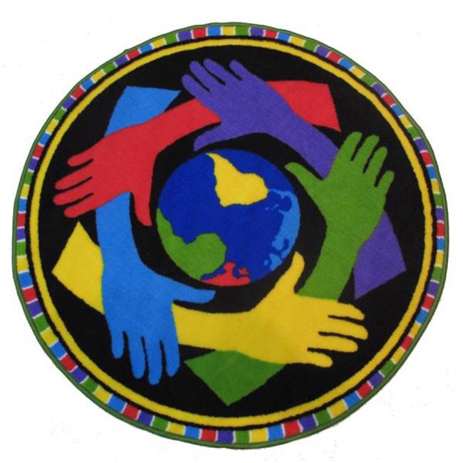 Fun Rug FTS-153 39RD 39 in. Round Fun Time Shapes-Hands Around The World&#44; Medium Pile Childrens Area Rug