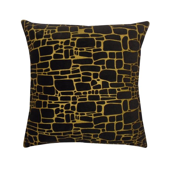 Edie at Home EAH059XXBLGD98 20 x 20 in. Precious Metals Digital Printed Faux Fur Pillow  Black &amp; Gold