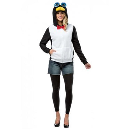 Rasta Imposta GC16003MD Adult Penguin Hoodie&#44; Black & White - Medium