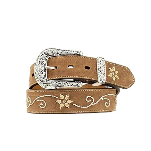 Nocona Belt N3447044-M 1.5 in. Western Belt Womens Embroidered Flowers&#44; Brown - Medium