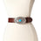 Ariat A1512002-M 1.5 in. Womens Faux Turquoise Oval Buckle Belt&#44; Brown - Medium