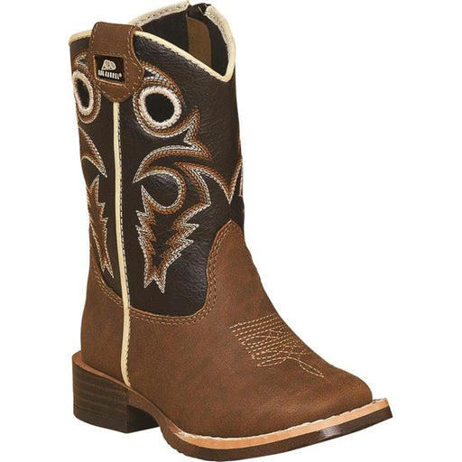 DBL Barrel 4449202-12 Boys Trace Zipper Cowboy Boot Square Toe&#44; Brown - Size 12