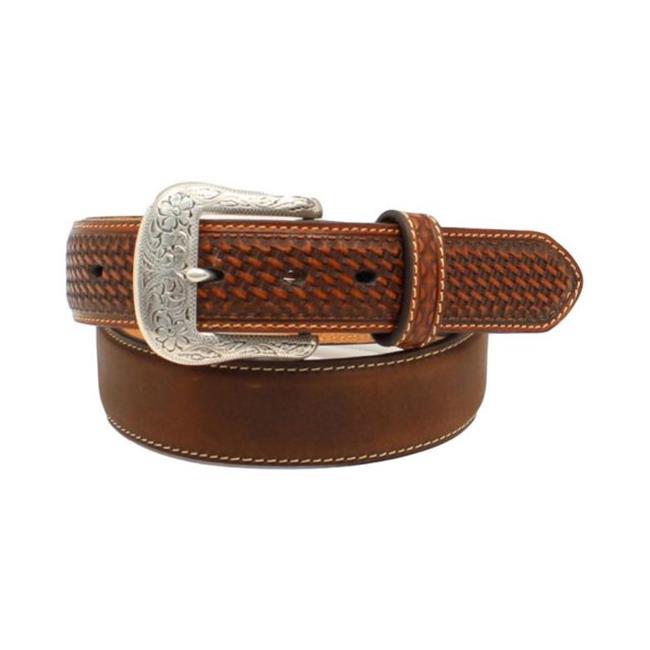 Ariat A1019644-32 Mens Basket Weave Tooled Tabs Belt&#44; Size - 32