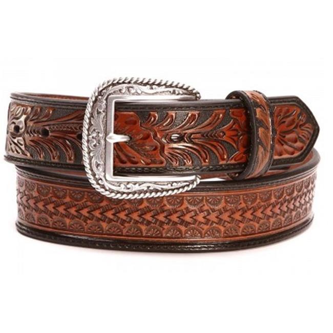 Ariat A1020867-34 Basket Weave Tooled Leather Mens Belt&#44; Size - 34